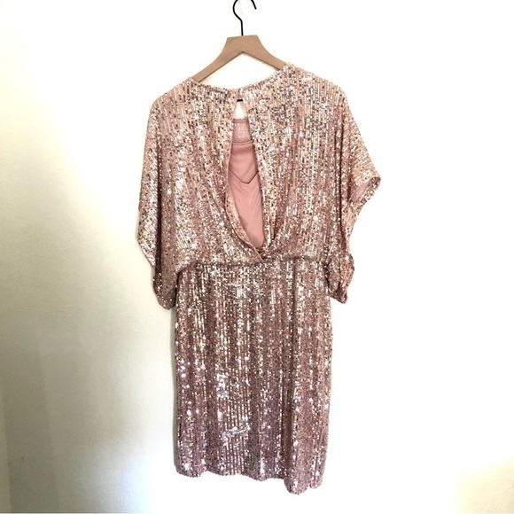 NEW MARINA Sequin Cocktail Dress Rose Gold/Pink 8 - Picture 3 of 5